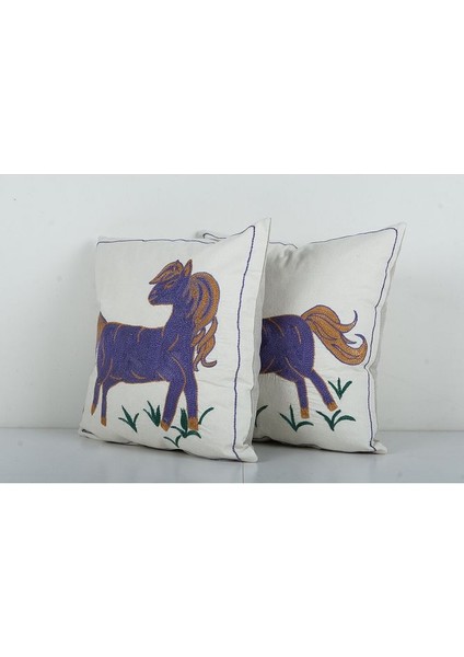 Set Hayvan Desenli Etnik Suzani Kırlent Kılıfı El Dokuma Kırlent Kılıf 45 x 45 cm modelleri
