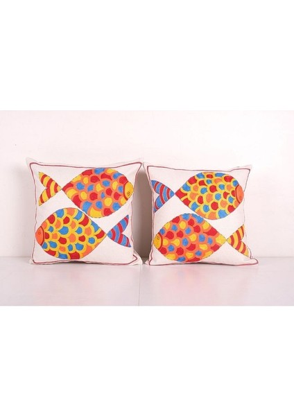 Set Hayvan Desenli Vintage Etnik Suzani Kırlent Kılıfı El Dokuma Kırlent Kılıf