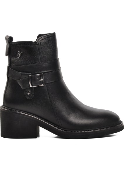 9874 Siyah Içi Kürklü Deri Kadın Bot