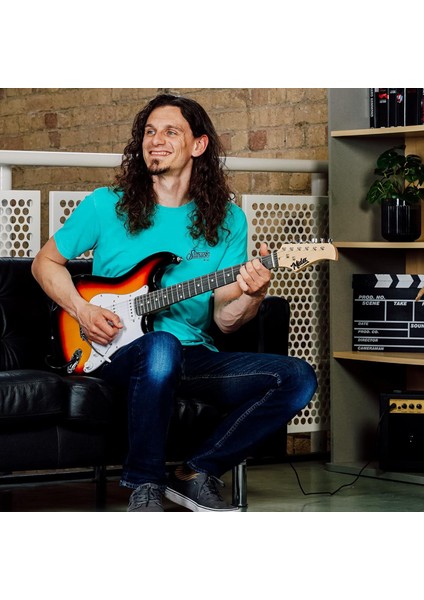 AGE-80SB Amfili Full Elektro Gitar Seti 4/4 Yetişkin 39 İnç Sunburs modelleri