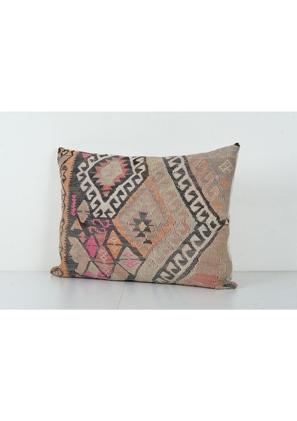 Kahverengi Renkli Geometrik El Dokuma Kilim Kırlent Kılıf 50 x 70 cm modelleri