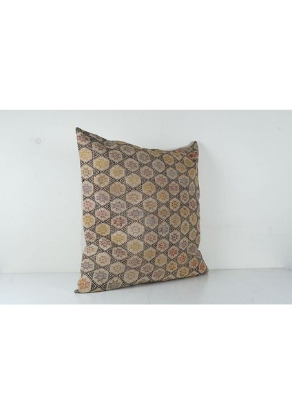 Kahverengi Renkli Geometrik El Dokuma Kilim Kırlent Kılıf 85 x 85 cm fiyatları