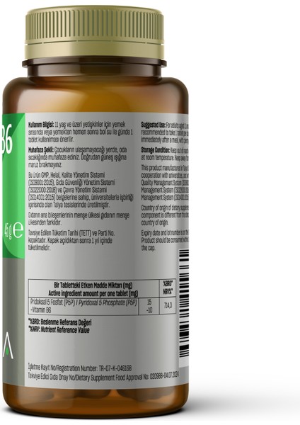 Vitamin B6 Takviye Edici Gıda 60 Tablet fiyatları