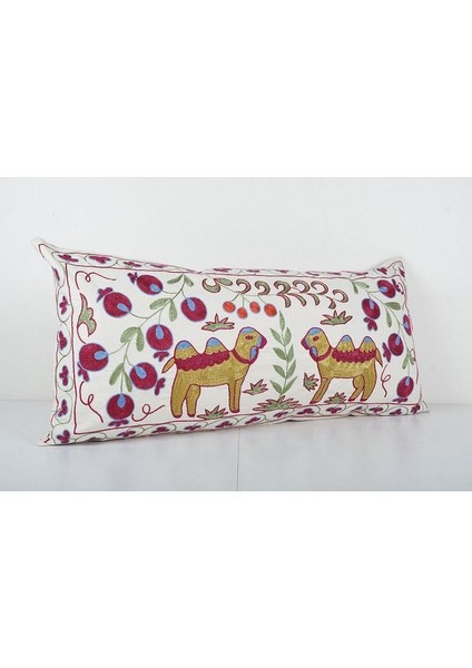 Çiçek Desenli Etnik Suzani Kırlent Kılıfı El Dokuma Kırlent Kılıf 45 x 95 cm fiyatları
