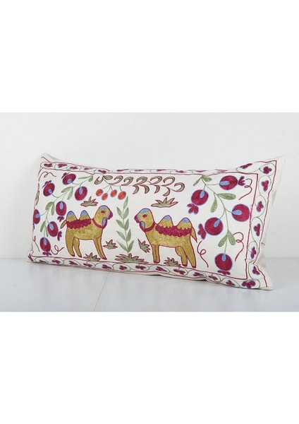 Çiçek Desenli Etnik Suzani Kırlent Kılıfı El Dokuma Kırlent Kılıf 45 x 95 cm modelleri