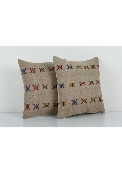 Kahverengi Renkli Geometrik El Dokuma Kilim Kırlent Kılıf 40 x 40 cm fiyatları