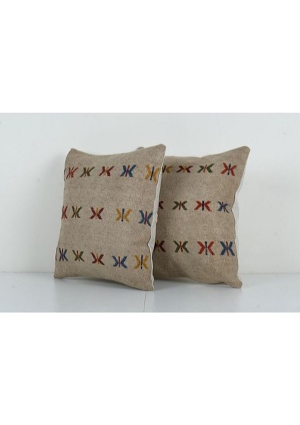 Kahverengi Renkli Geometrik El Dokuma Kilim Kırlent Kılıf 40 x 40 cm modelleri