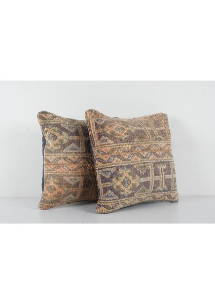 Set Kahverengi Renkli Geometrik El Dokuma Kilim Kırlent Kılıf 45 x 45 cm fiyatları