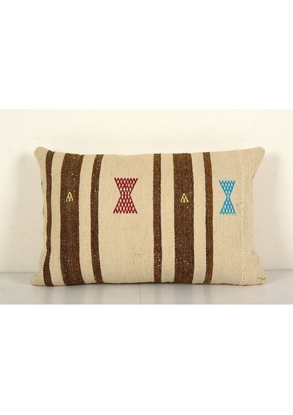 Çizgili El Dokuma Kilim Kırlent Kılıf