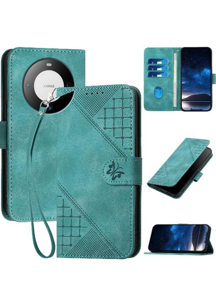 Huawei Mate 60 Pro Için Flip Case Kabartmalı Kelebek Yüksek Kaliteli Deri (Yurt Dışından)