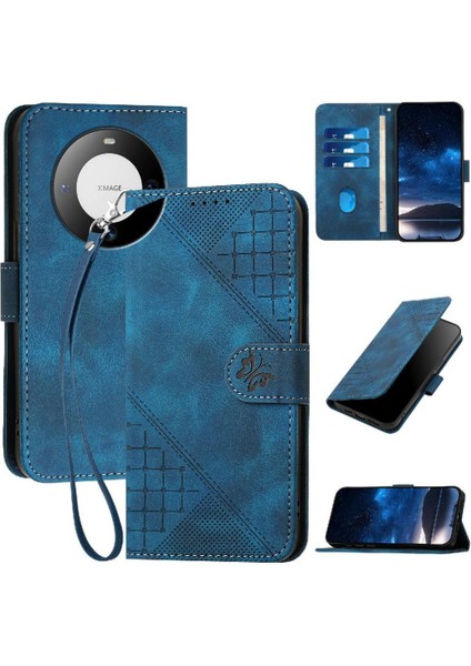 Mays Home1 Huawei Mate 60 Için Flip Case ve Kredi Kartı Yuvası ile Kabartmalı Kelebek (Yurt Dışından)