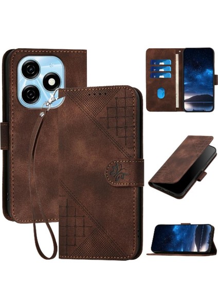 Tecno Spark 20 Kabartmalı Kelebek Yüksek Kaliteli Deri Telefon Için Flip Case (Yurt Dışından)