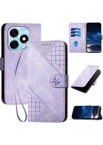Tecno Spark 20 Kabartmalı Kelebek Yüksek Kaliteli Deri Telefon Için Flip Case (Yurt Dışından)