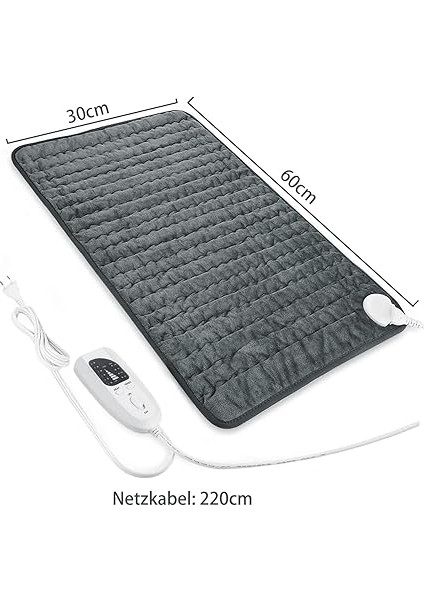 Elektrikli Isıtma Pedi 30 x 60 cm – Kuru ve Nemli Isıtma, 6 Sıcaklık Seviyeli, Zamanlayıcı