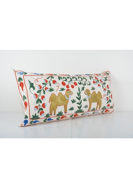 Çiçek Desenli Etnik Suzani Kırlent Kılıfı El Dokuma Kırlent Kılıf 45 x 95 cm fiyatları