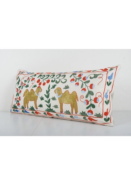 Çiçek Desenli Etnik Suzani Kırlent Kılıfı El Dokuma Kırlent Kılıf 45 x 95 cm modelleri