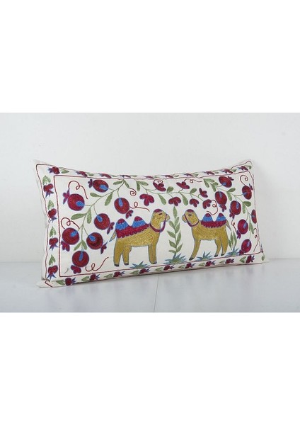 Çiçek Desenli Etnik Suzani Kırlent Kılıfı El Dokuma Kırlent Kılıf 45 x 90 cm fiyatları