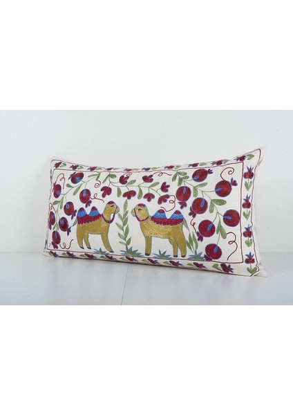 Çiçek Desenli Etnik Suzani Kırlent Kılıfı El Dokuma Kırlent Kılıf 45 x 90 cm modelleri