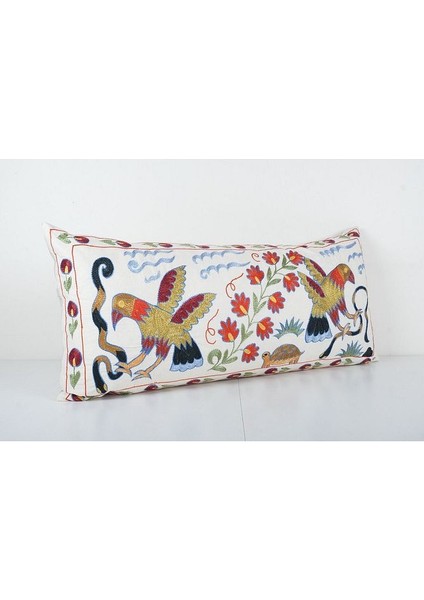 Çiçek Desenli Etnik Suzani Kırlent Kılıfı El Dokuma Kırlent Kılıf 45 x 95 cm fiyatları
