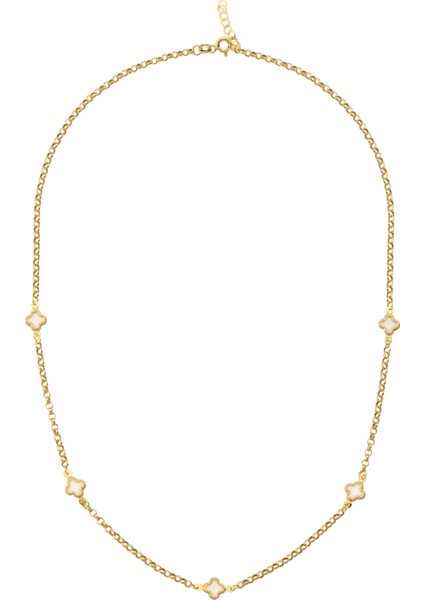 Beyaz Yoncalı Altın Kolye CGKKLY138 fiyatları