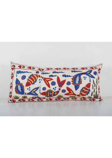 Hayvan Desenli Vintage Etnik Suzani Kırlent Kılıfı, El Dokuma Kırlent Kılıf (Içliksizdir)