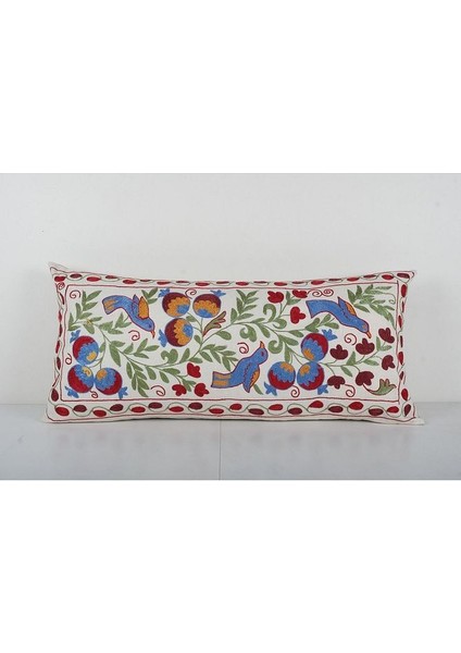 Hayvan Desenli Vintage Etnik Suzani Kırlent Kılıfı, El Dokuma Kırlent Kılıf (Içliksizdir)