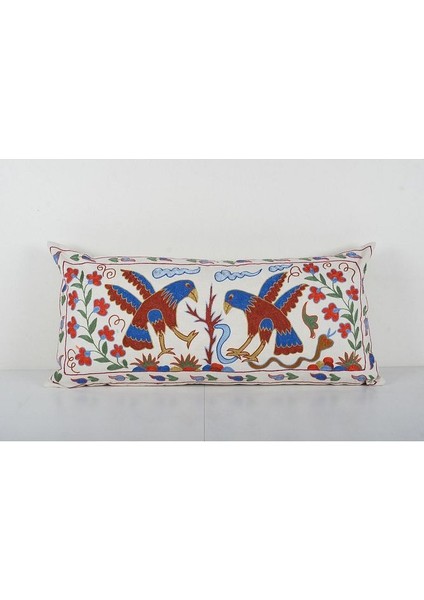 Hayvan Desenli Vintage Etnik Suzani Kırlent Kılıfı, El Dokuma Kırlent Kılıf (Içliksizdir)