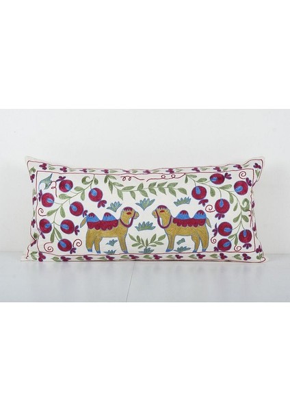 Hayvan Desenli Etnik Suzani Kırlent Kılıfı, El Dokuma Kırlent Kılıf (Içliksizdir) 45 x 95 cm