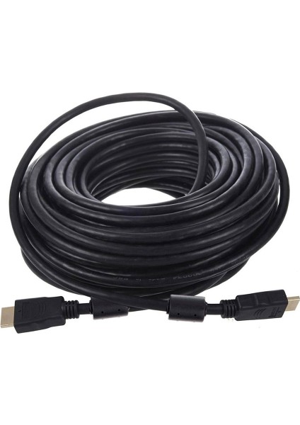 G-507FS Plastik Düz Siyah 20 Metre Gold Poşetli HDMI Kablo