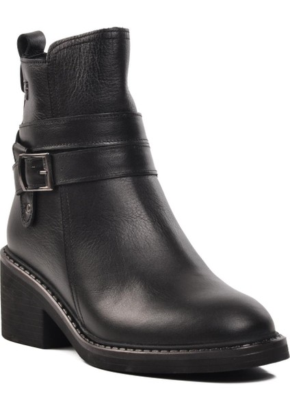 9874 Siyah Içi Kürklü Deri Kadın Bot