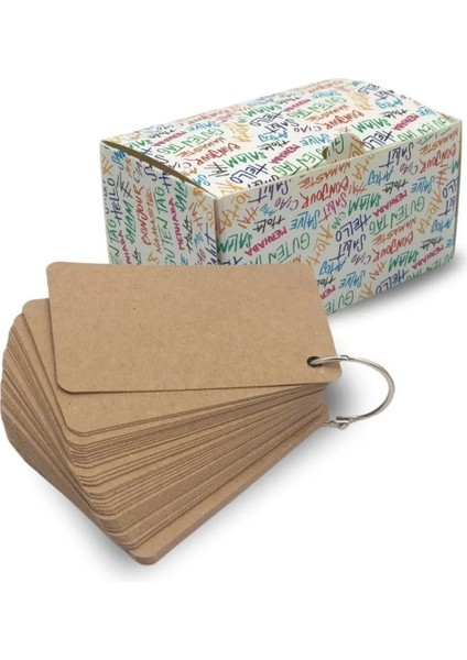 Halkalı Beyaz Flash Kartlar 50 Adet 5.5 x 8.5 cm Not Kartı Kelime Kartı Ders Çalışma Kartı