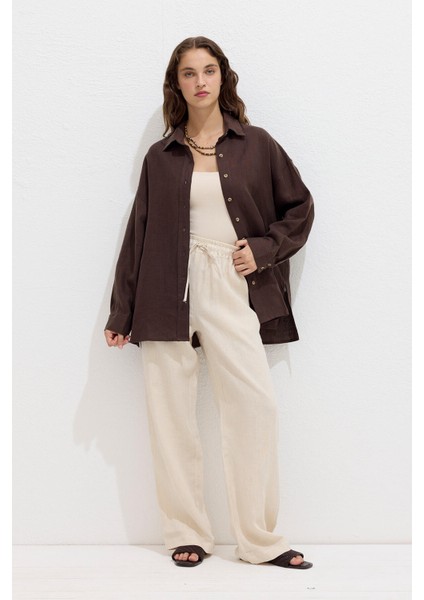 Cepli Rahat Keten Pantolon Bej fiyatları