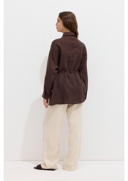 Cepli Rahat Keten Pantolon Bej fırsatları