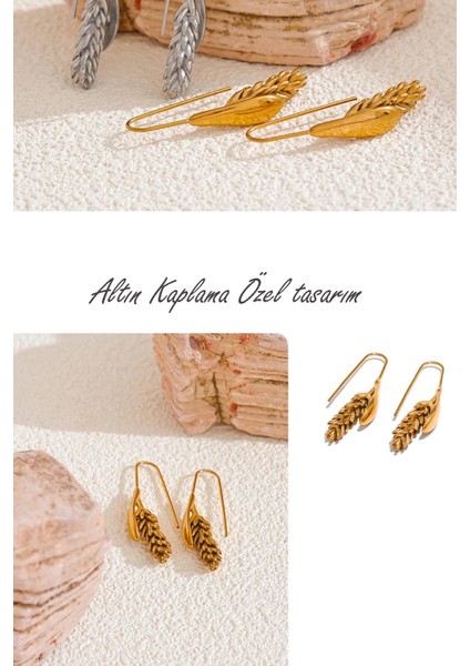 Altın Kaplama Sahure Serisi Başak Sallantılı Küpe fiyatları
