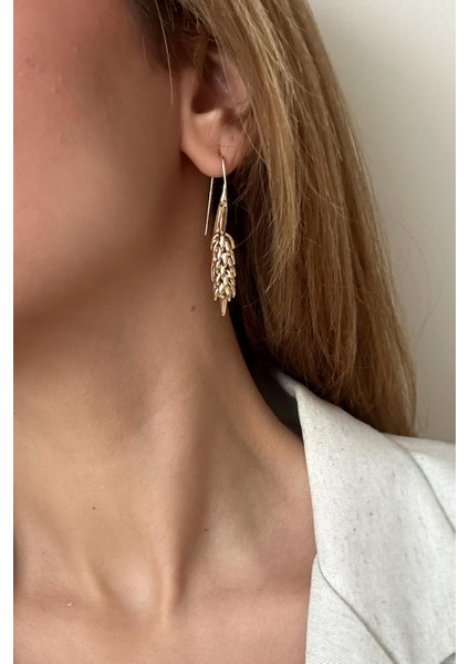 Altın Kaplama Sahure Serisi Başak Sallantılı Küpe indirimleri