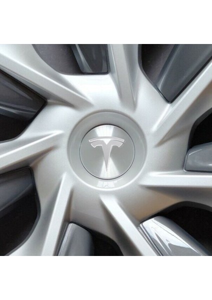 Tesla Model Y Özel Kesim Logo Seti - Direksiyon Ön Arka Jantlar ve Sensörler Için 8'lu Tesla Logo Sticker Seti ( Alüminyum )