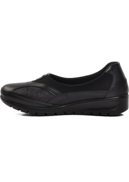 7507-1 Siyah Deri Kadın Günlük Ayakkabı modelleri