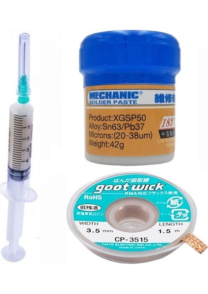 Mechanic Krem Lehim Solder Paste 183°C Noclean SN63 - PB37 42G Lehim Toplama CP-3515 Emme Teli 3 5mm - *
