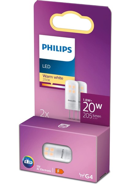 LED G4 Kapsül 20W, Sıcak Beyaz Işık, 2'li Paket, , Enerji Tasarrufu