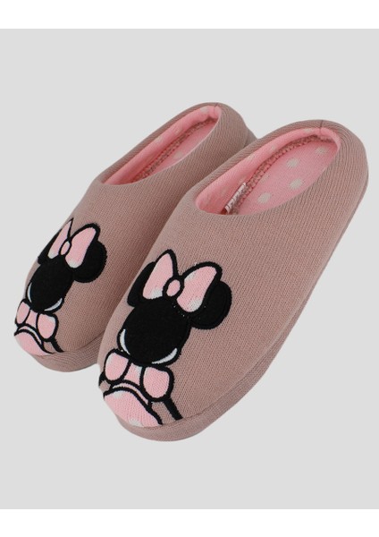 MİİMİ - Minnie Mouse Detaylı Pembe Kadın Ev Terliği