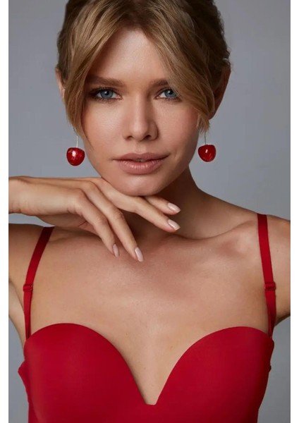 Tatlı Kırmızı Uzun Saplı Kiraz Küpe fiyatları