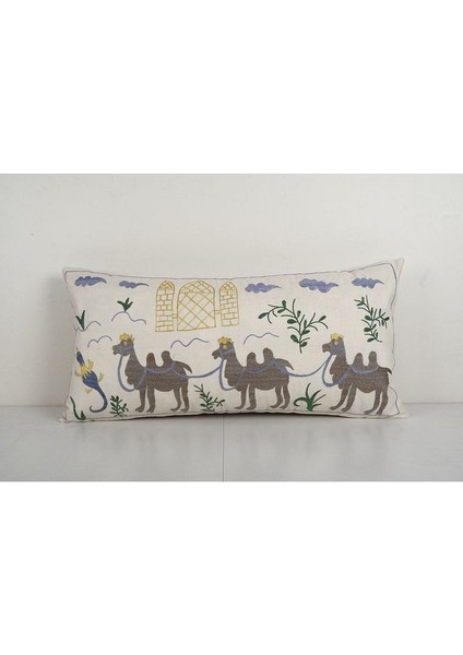 Hayvan Desenli Vintage Etnik Suzani Kırlent Kılıfı El Dokuma Kırlent Kılıf