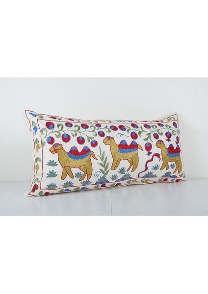 Hayvan Desenli Etnik Suzani Kırlent Kılıfı El Dokuma Kırlent Kılıf 45 x 95 cm fiyatları