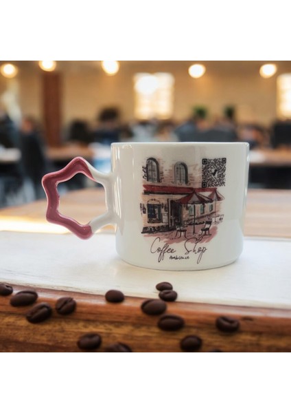 İki Seramik Kişiselleştirilebilir Coffee Shop Ambians Müziği Kodlu El Yapımı Doğal Seramik Kırmızı O Kupa Bardak / Mug - Çay & Kahve Fincanı