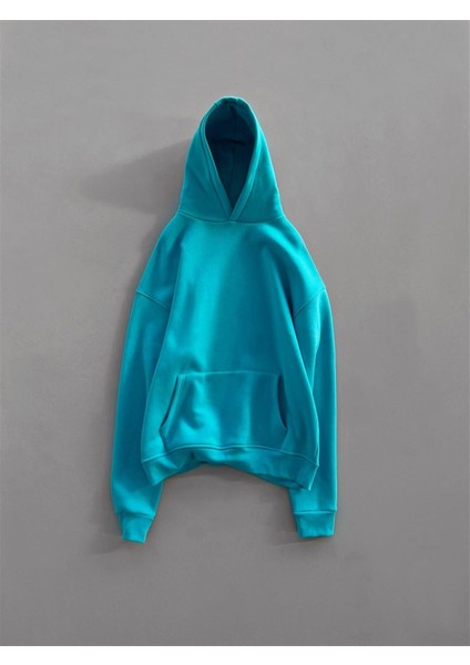 Abluka Online Oversize Kapüşonlu Sweatshirt Turkuaz Mavi