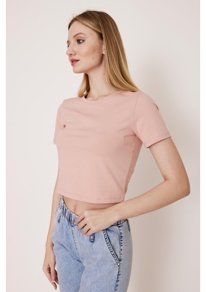 Basic Pembe Crop T-Shirt - BGB06