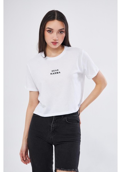 Dear Karma Baskılı Crop T-Shirt - BGB19