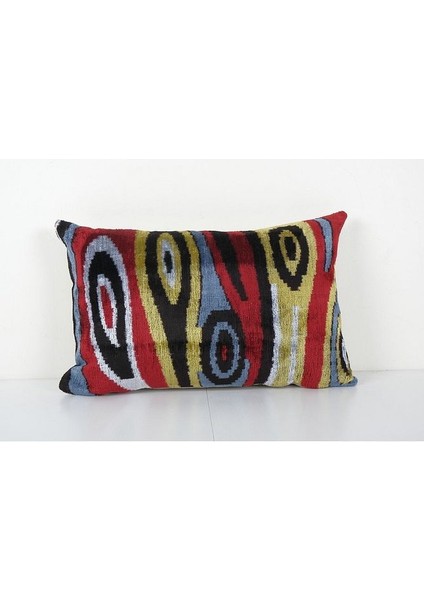 Geometric Desenli Renkli Kadife Ikat Yastık Kılıfı