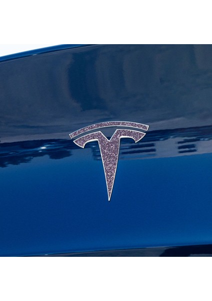 Tesla Model Y Özel Kesim Logo Seti - Direksiyon Ön Arka Jantlar ve Sensörler Için 8'lu Tesla Logo Sticker Seti ( Simli Mor )
