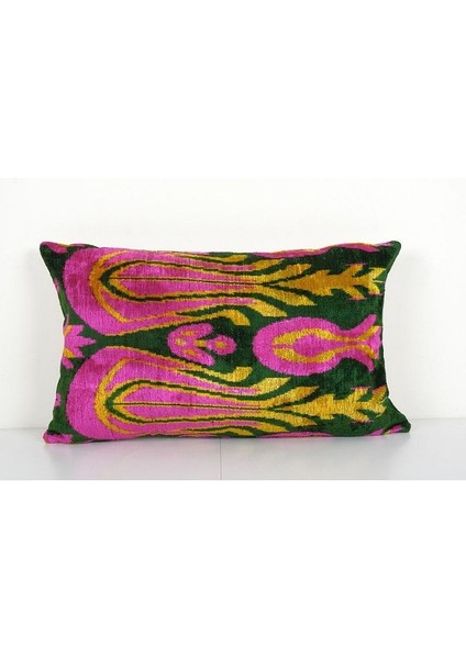 Geometric Desenli Renkli Kadife Ikat Yastık Kılıfı